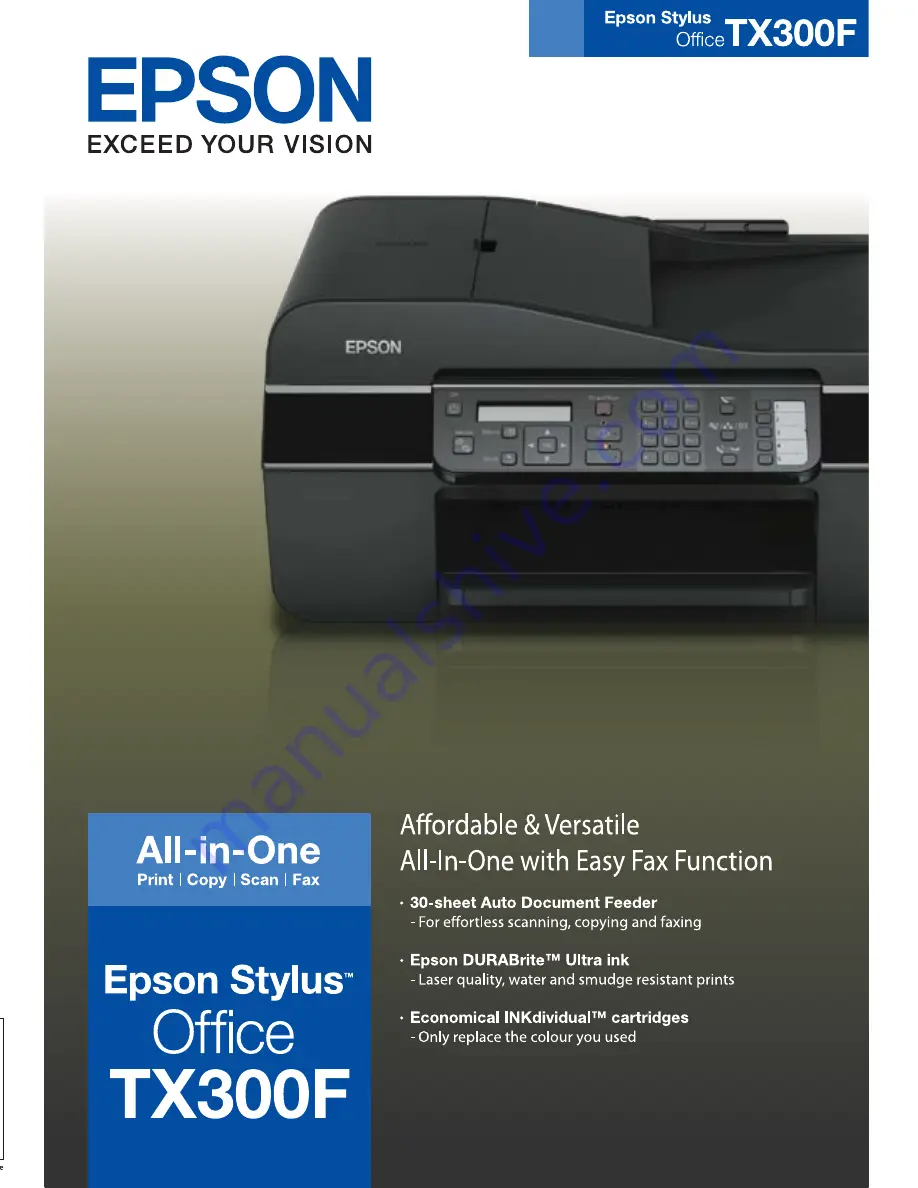 Epson Stylus Office TX300F Series Specifications Download Page 1