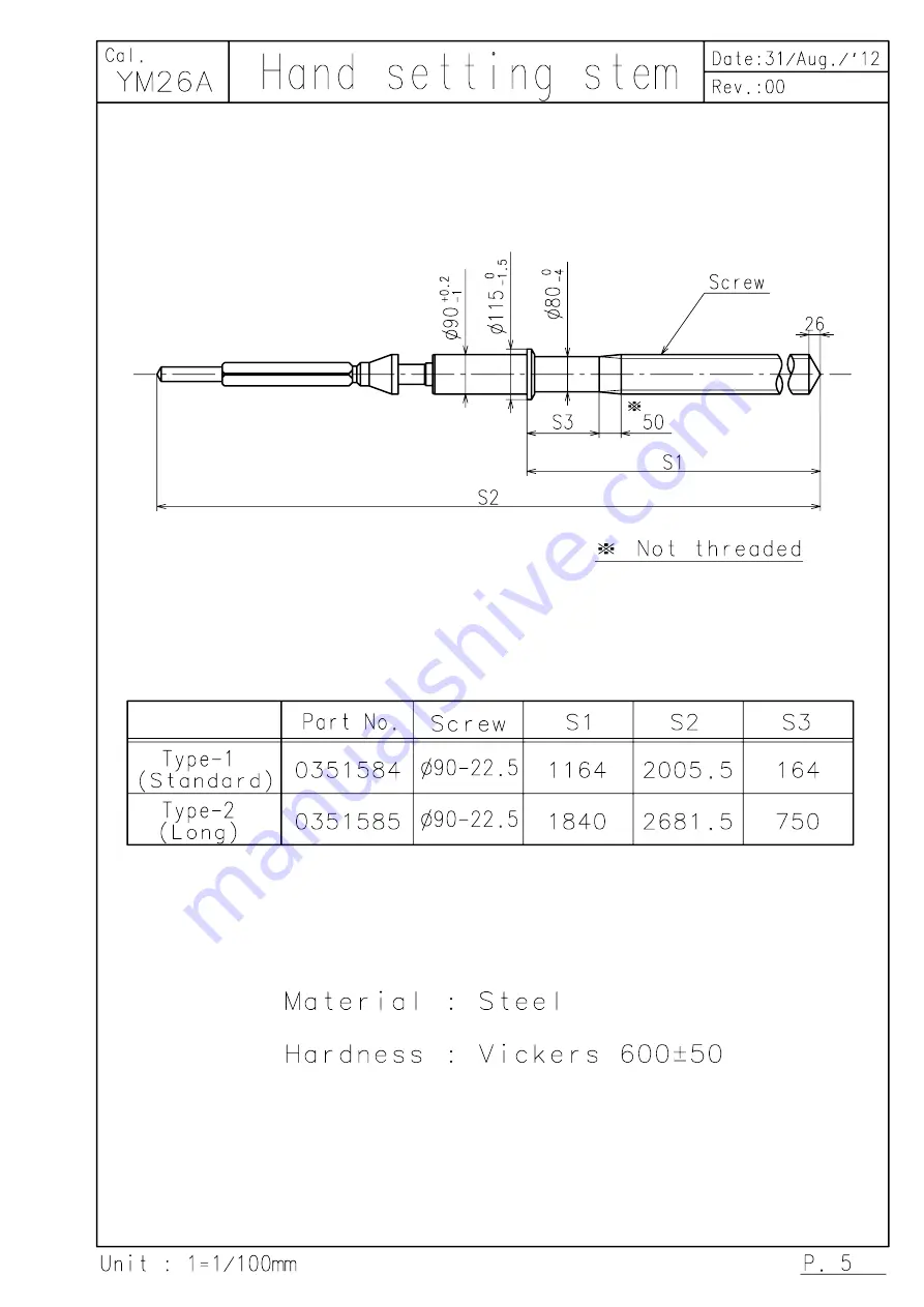 Epson YM26A Watch Movement Specification And Drawing Download Page 7