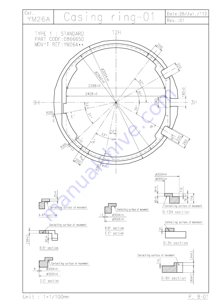 Epson YM26A Watch Movement Specification And Drawing Download Page 11