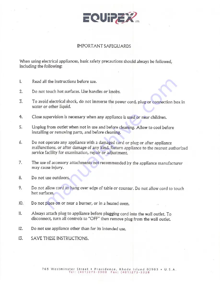 Equipex SODIR PSE-400 Operation Manual Download Page 2