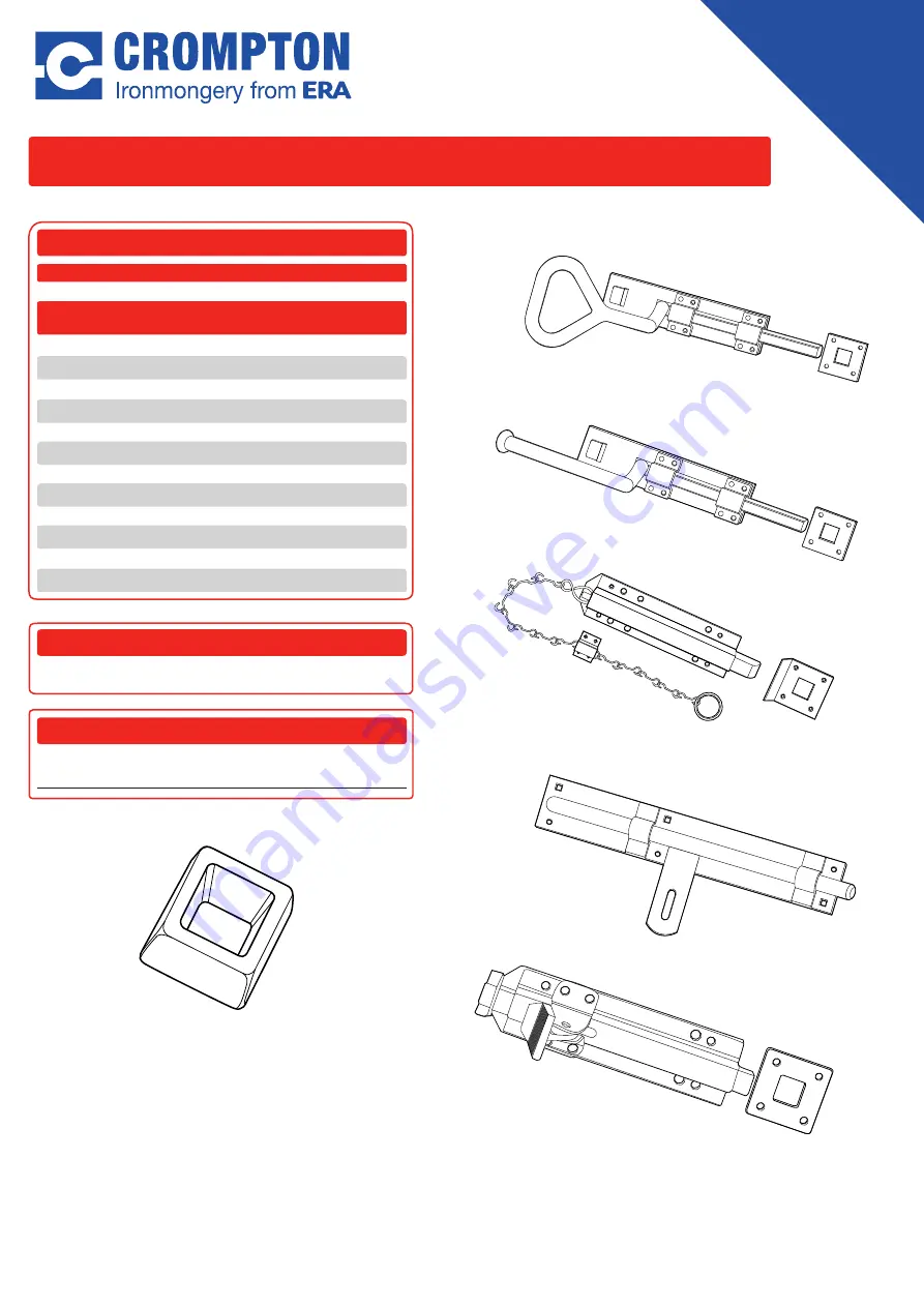 ERA CROMPTON Ironmongery 0060BH-305-10 Скачать руководство пользователя страница 2