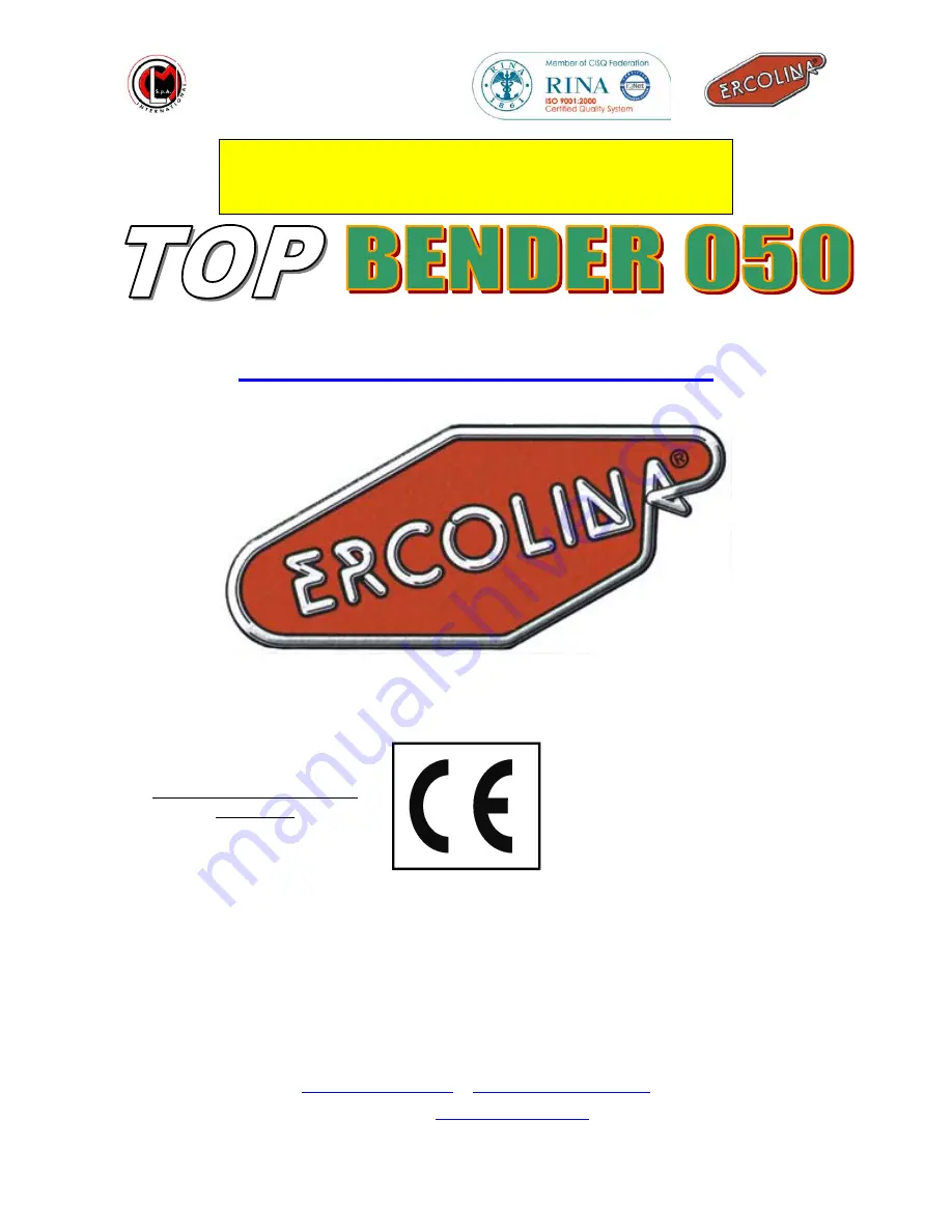 Ercolina Top Bender 050 Скачать руководство пользователя страница 1