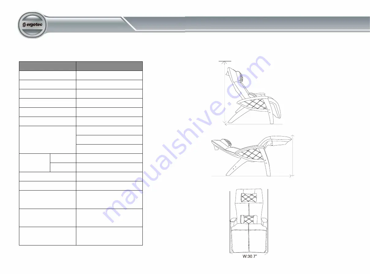 ERGOTEC Cozzia AG-7000 ZG-Recliner Use & Care Manual Download Page 4