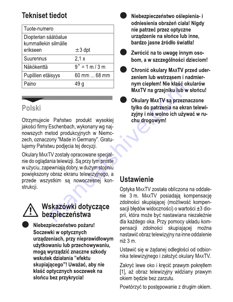 Eschenbach MaxTV User Manual Download Page 20