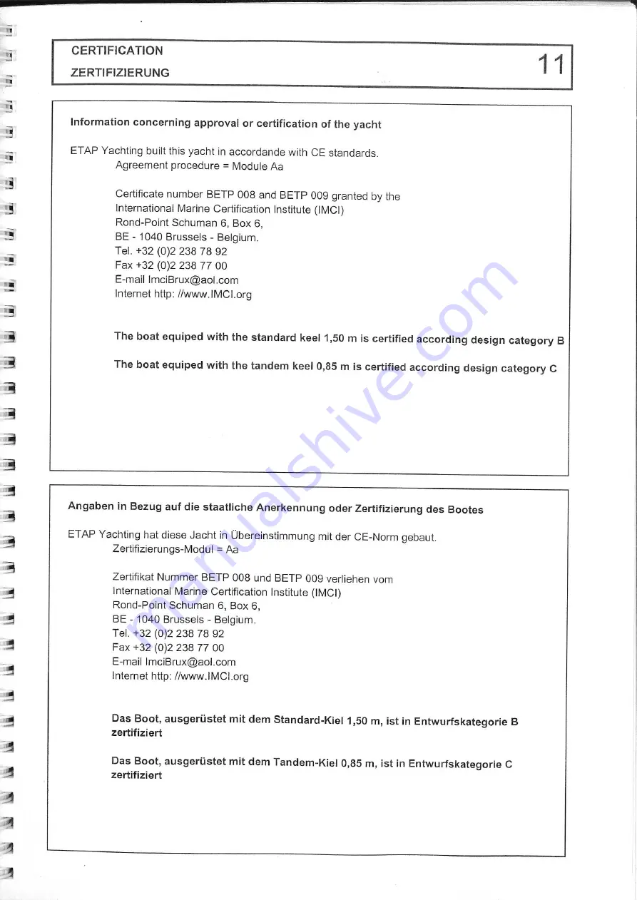 ETAP 24 i Owner'S Manual Download Page 12