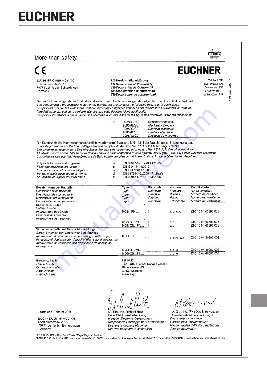 EUCHNER 105283 Скачать руководство пользователя страница 41