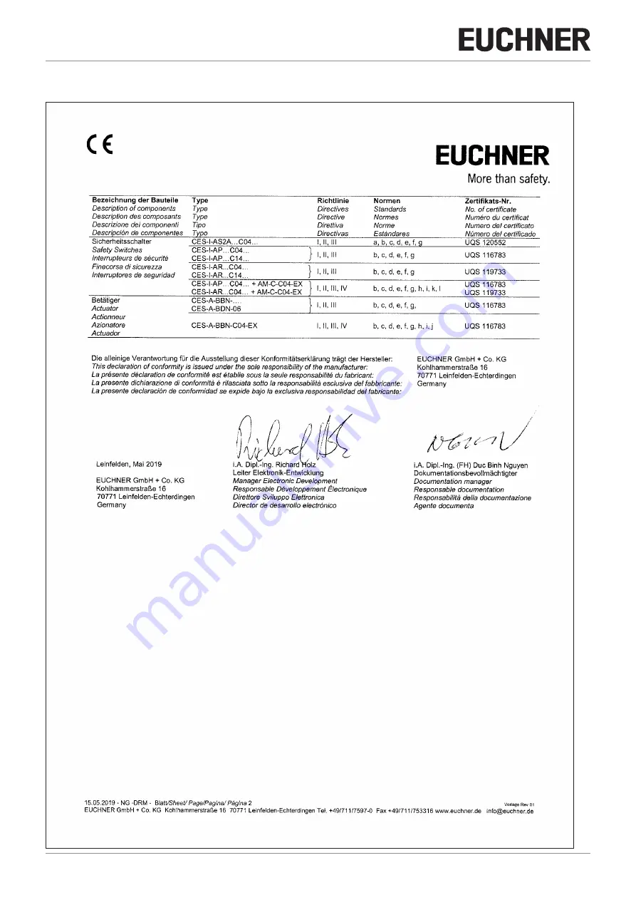 EUCHNER CES-I-AP-C04 Series Скачать руководство пользователя страница 34