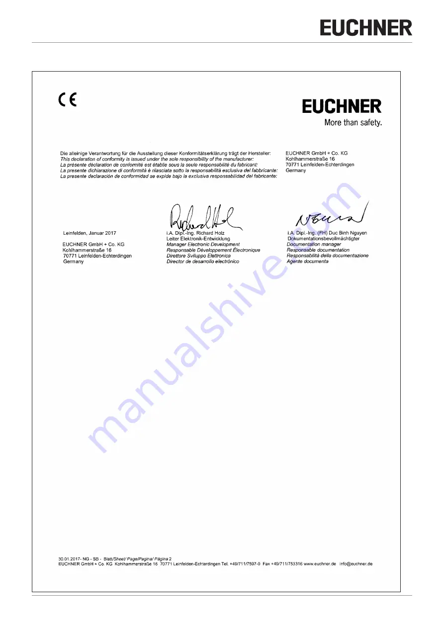 EUCHNER MGB-L B-EI Series Operating Instructions Manual Download Page 34