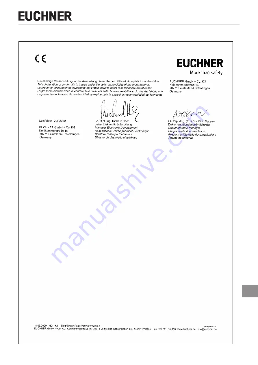 EUCHNER MGB2-I-BP Series Operating Instructions Manual Download Page 47