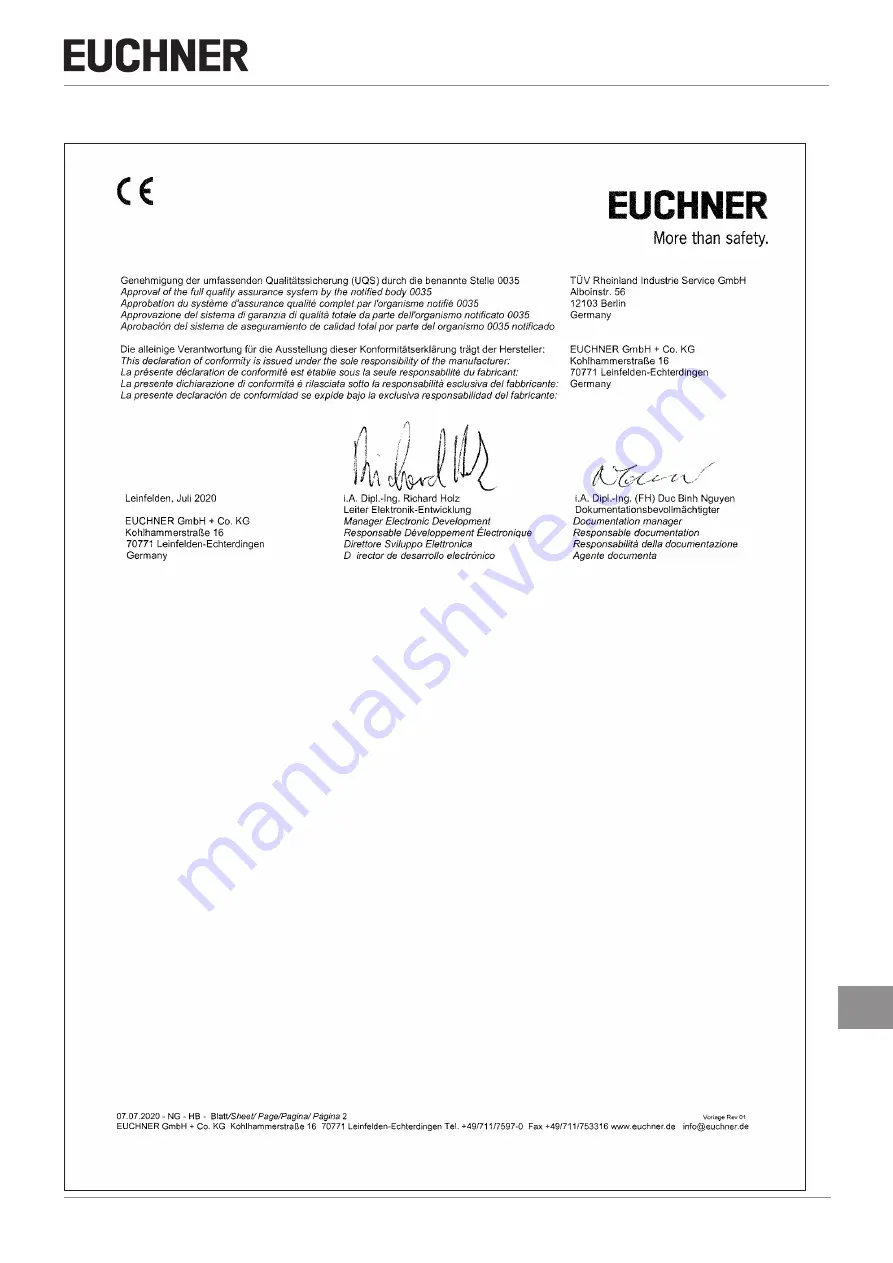 EUCHNER MGBS-P-L AP Series Operating Instructions Manual Download Page 37