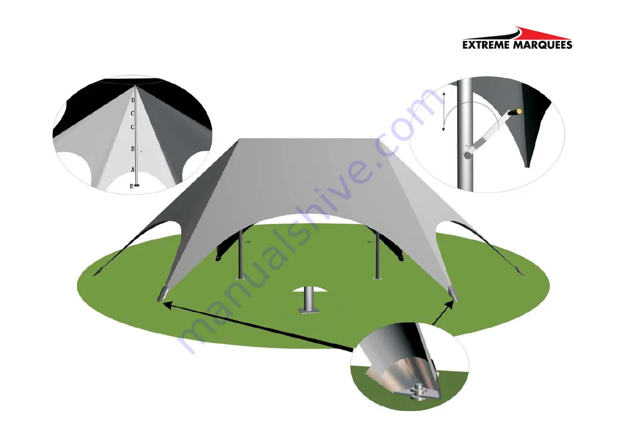 Extreme marquees 16.5m x 10.5m DOUBLE POLE STAR SHADE Installation Instructions Manual Download Page 6