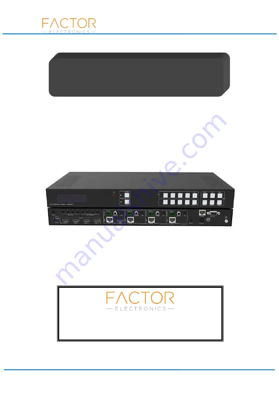 Factor Electronics HDBaseT-4x4Matrix Скачать руководство пользователя страница 1