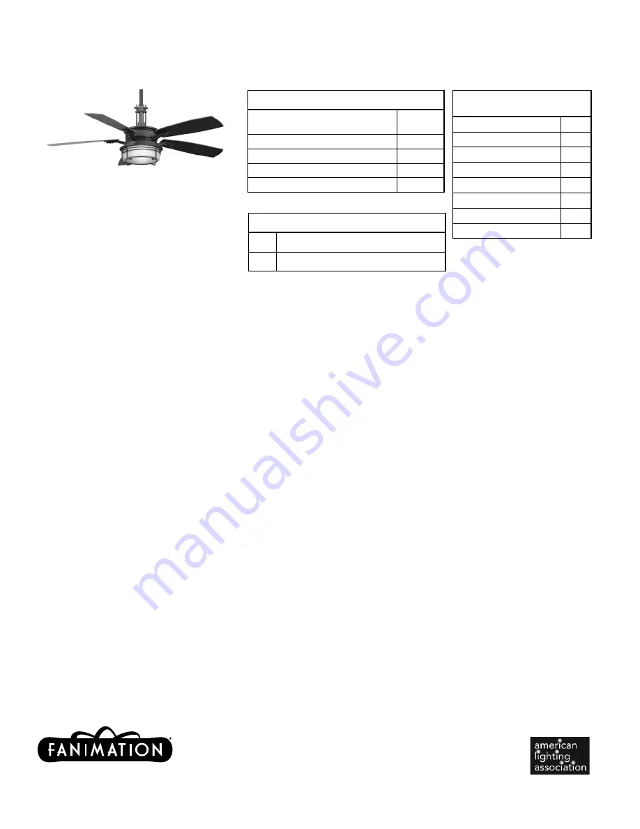 Fanimation Andover FP5220 Series Specification Sheet Download Page 2