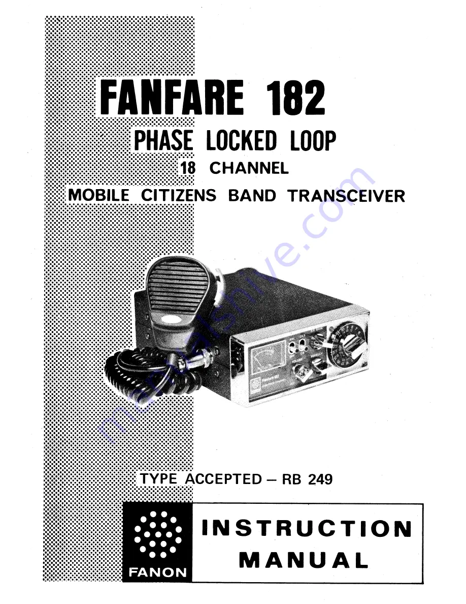 Fanon fanfare 182 Instruction Manual Download Page 1