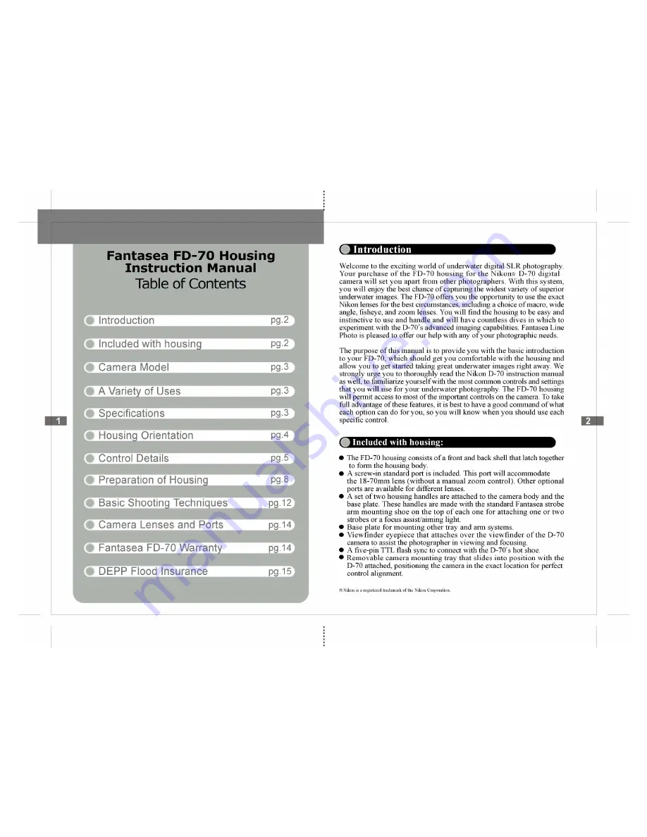 Fantasea FD-70 Instruction Manual Download Page 1