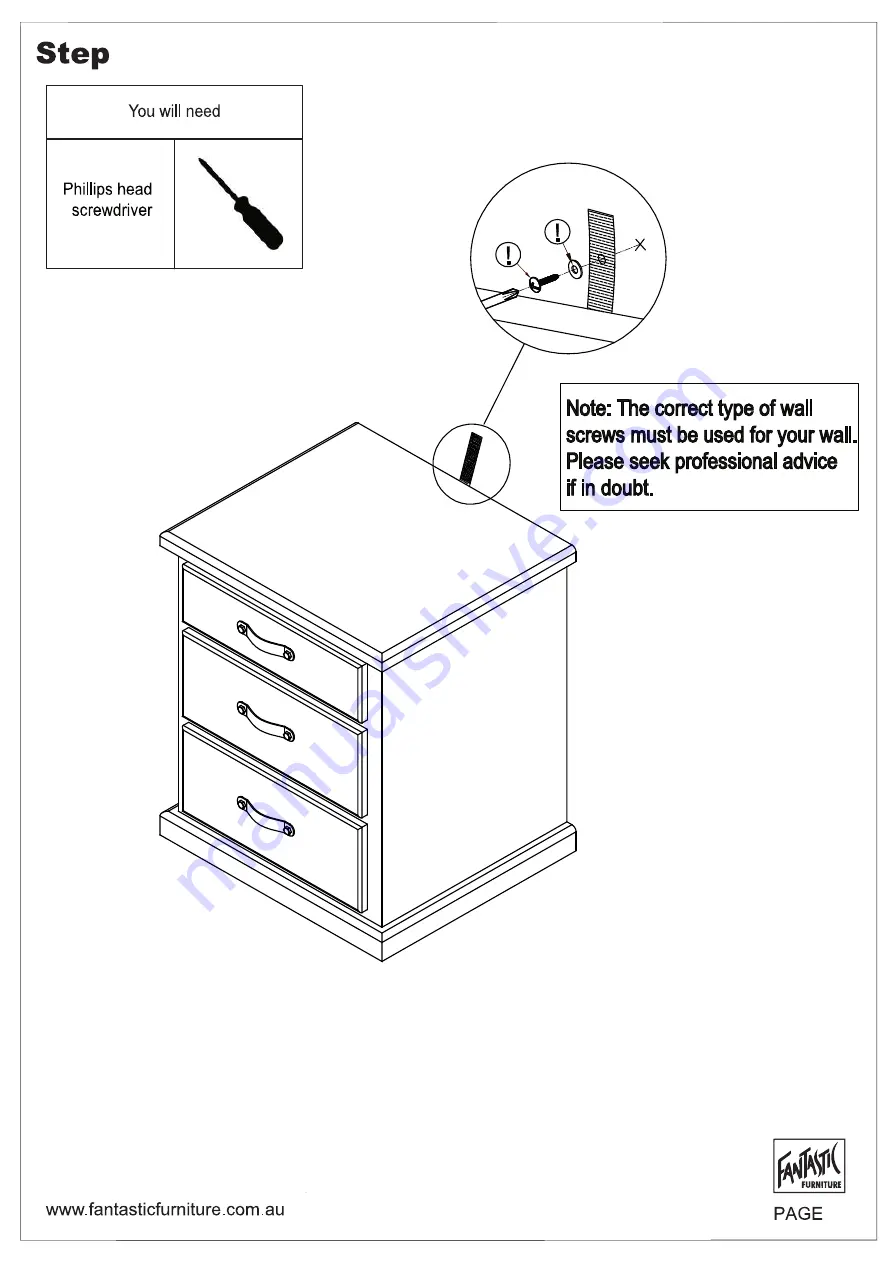 fantastic furniture LONGREACH Bedside 3 Drawer Maple Manual Download Page 6