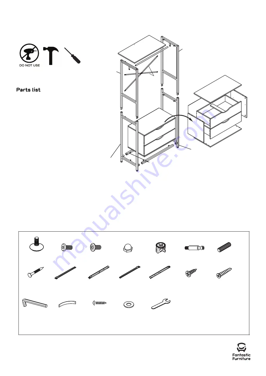 fantastic furniture Sonoma Clothes Rack 2 Drawer Manual Download Page 4