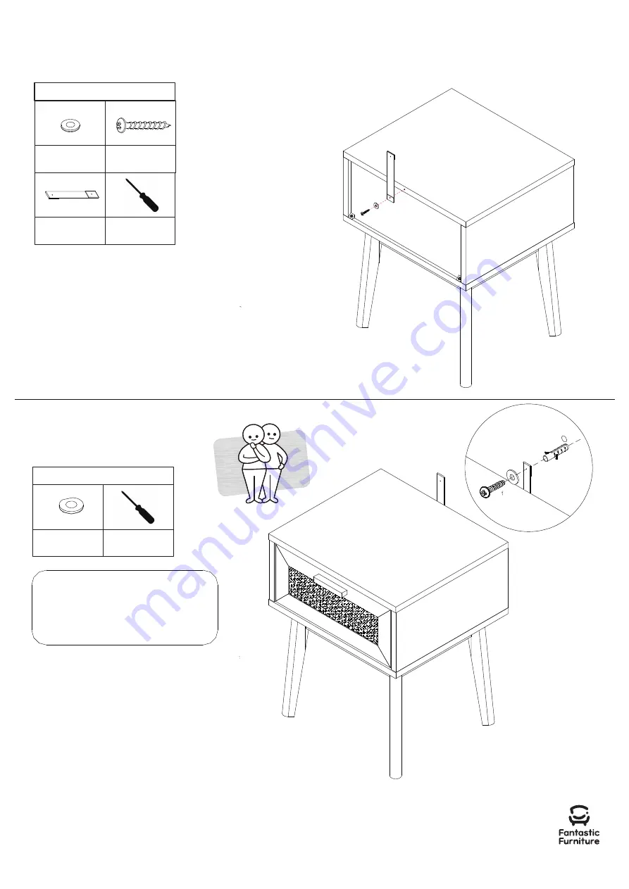 fantastic furniture Torkay Lamp Table 1 Drawer White Walnut Manual Download Page 14