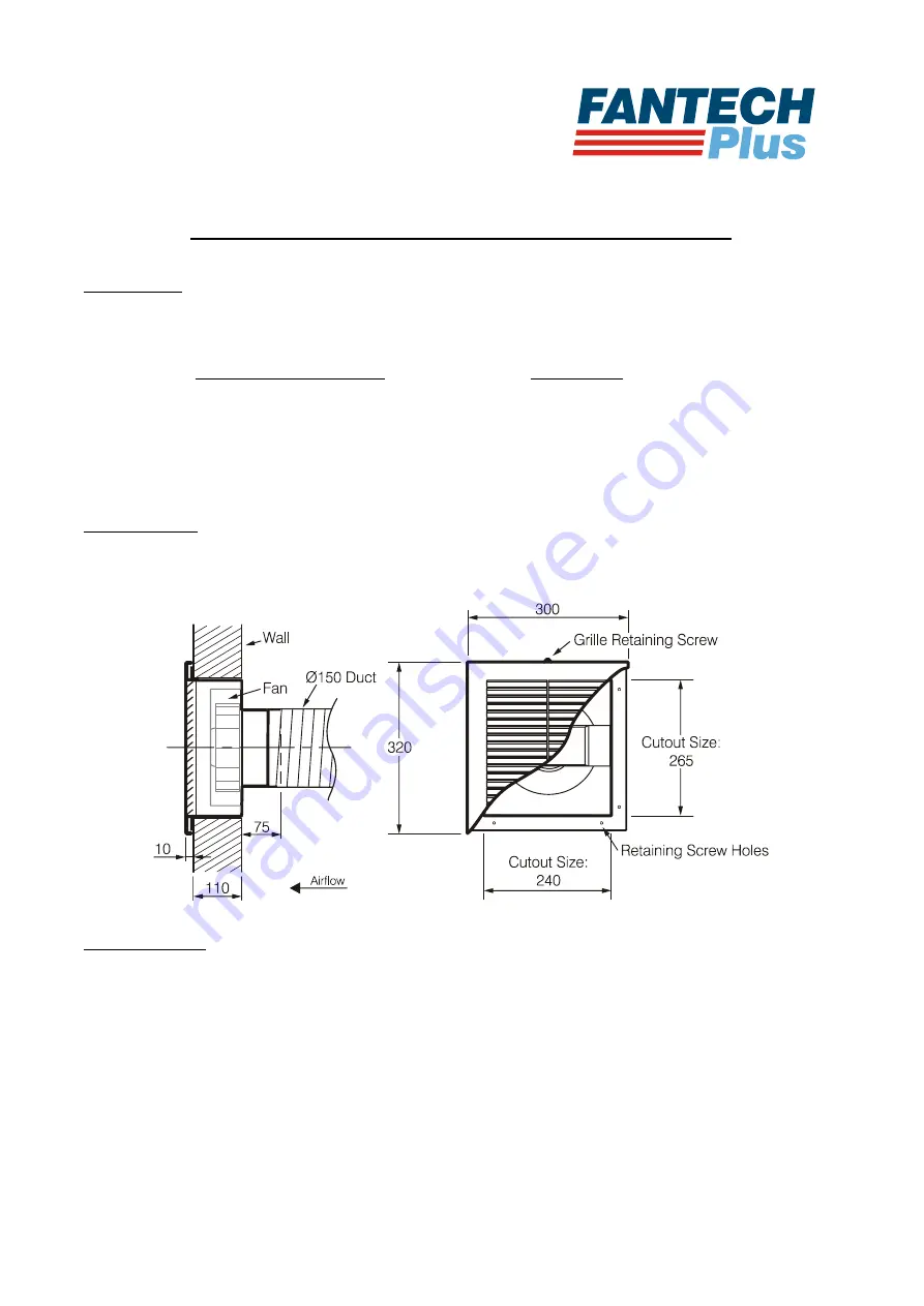 Fantech Ezifit EIE150 Installation Instructions Download Page 1