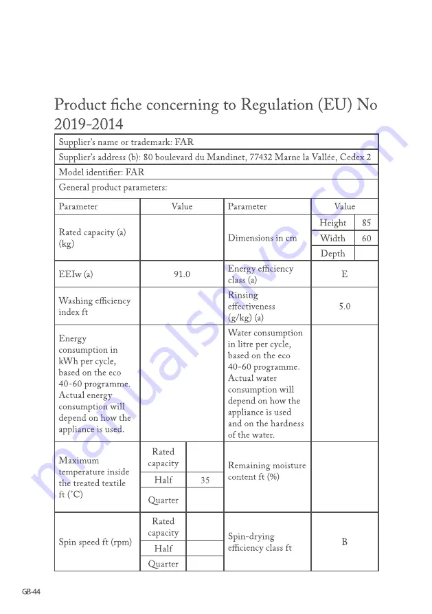 FAR LF714RD22GR Manual Download Page 101