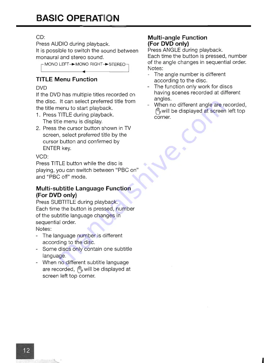 Farenheit DVD-34 Owner'S Manual Download Page 12