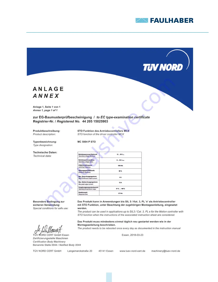 Faulhaber MC 5004 P STO Installation Instructions Manual Download Page 68