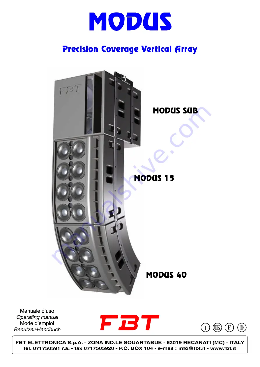 Fbt MODUS 15 Operating Manual Download Page 1