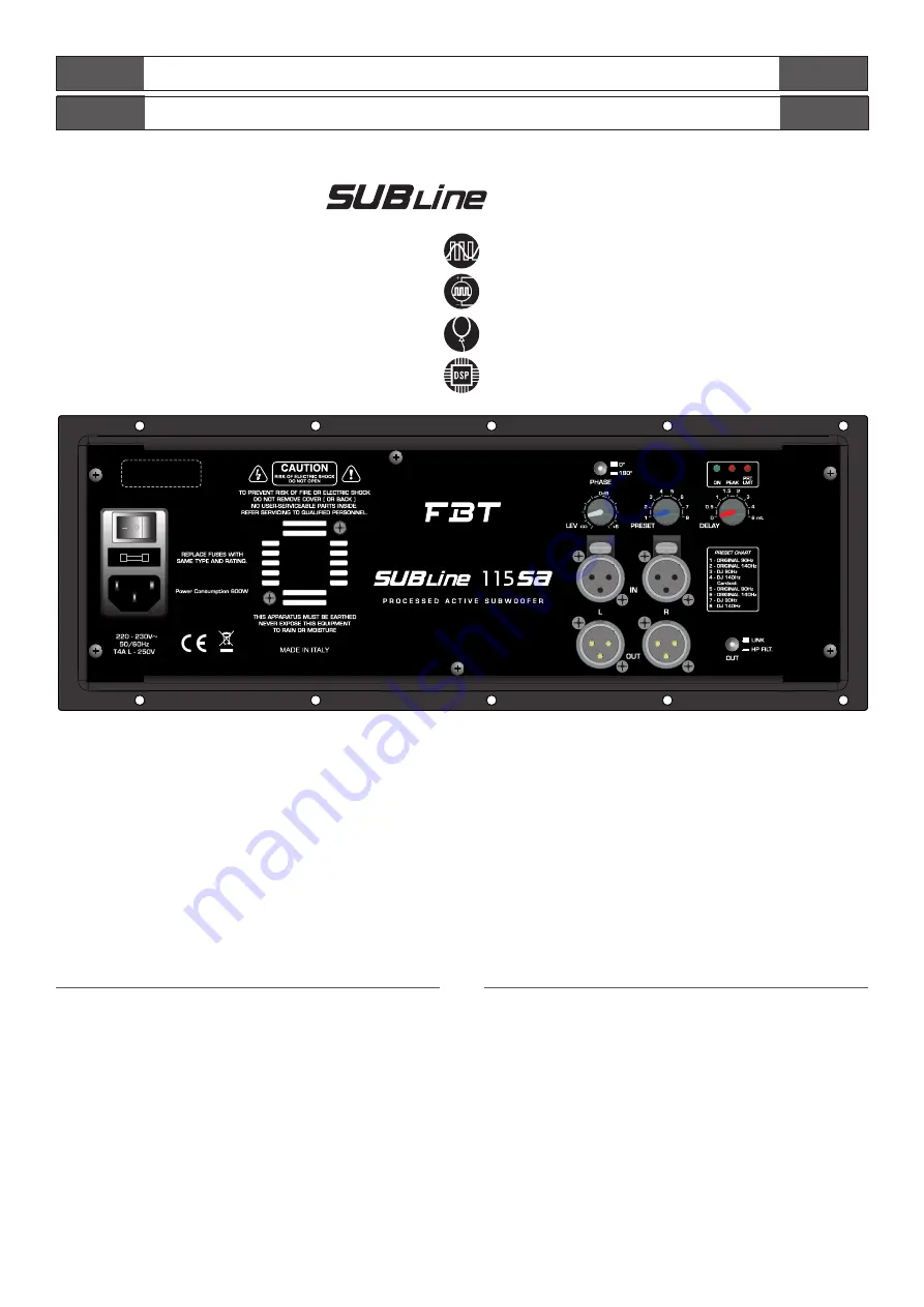 Fbt SUBline 112s Скачать руководство пользователя страница 7