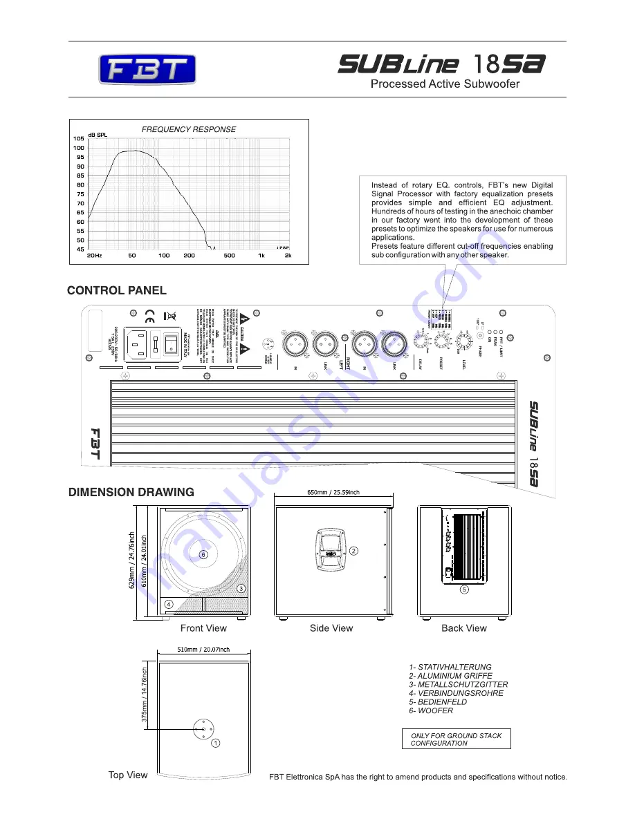 Fbt SUBLine 18sa Specification Download Page 2