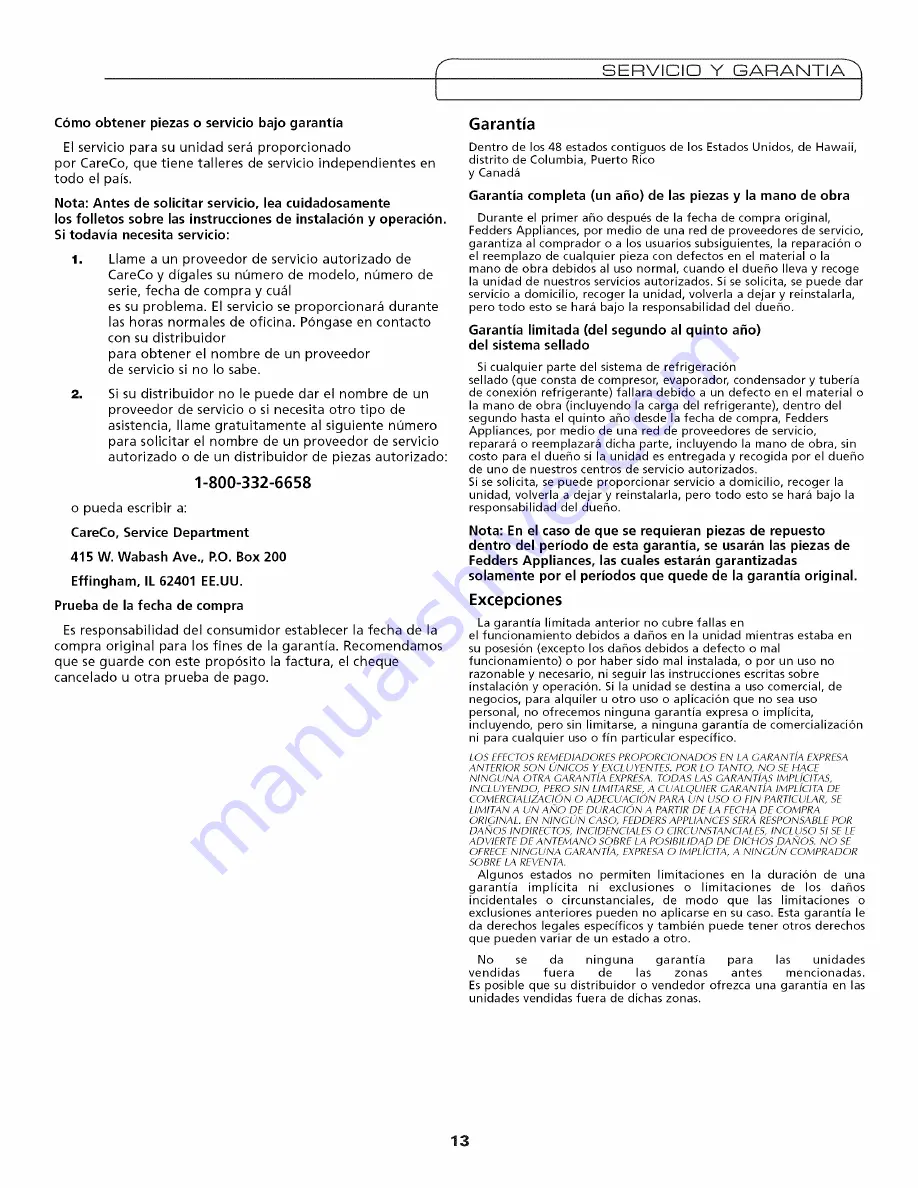 Fedders 23-23-0381N-001 s Installation & Operation Manual Download Page 13