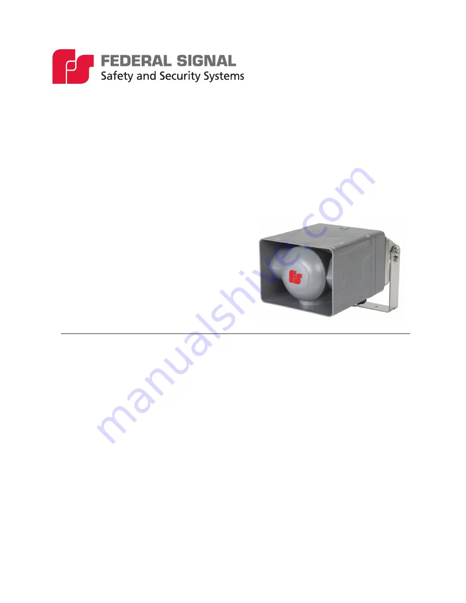 Federal Signal Corporation DS100X Description, Specifications, And Installation Manual Download Page 1