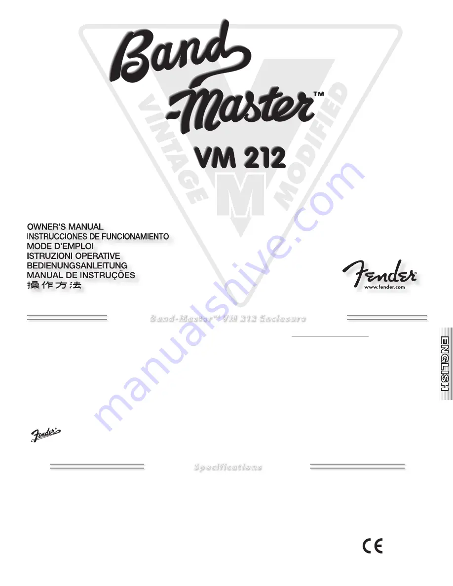 Fender Band-Master Loudspeaker VM 212 Скачать руководство пользователя страница 1