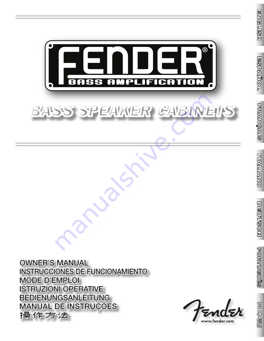 Fender Bass Speaker Cabnets Owner'S Manual Download Page 1