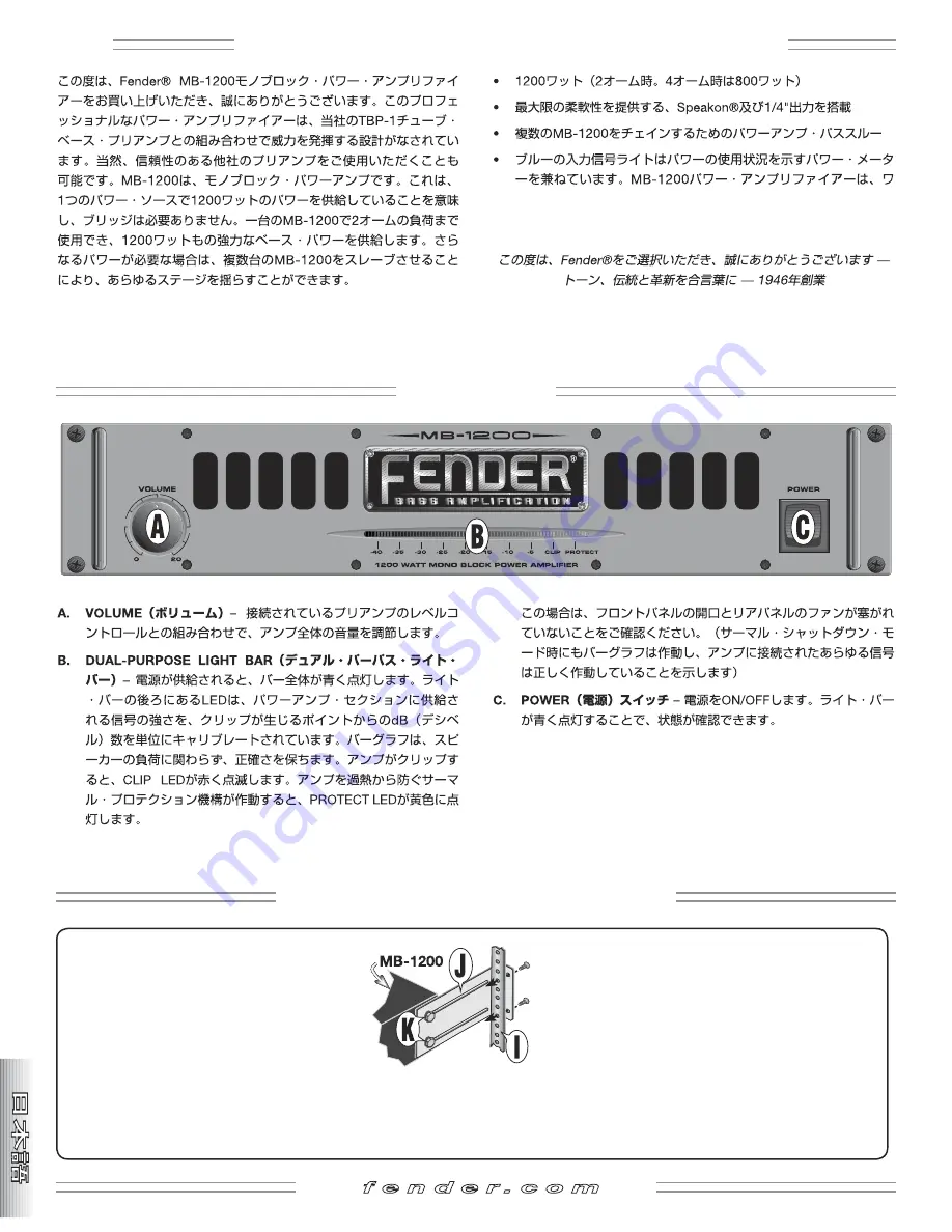 Fender MB-1200 Owner'S Manual Download Page 18