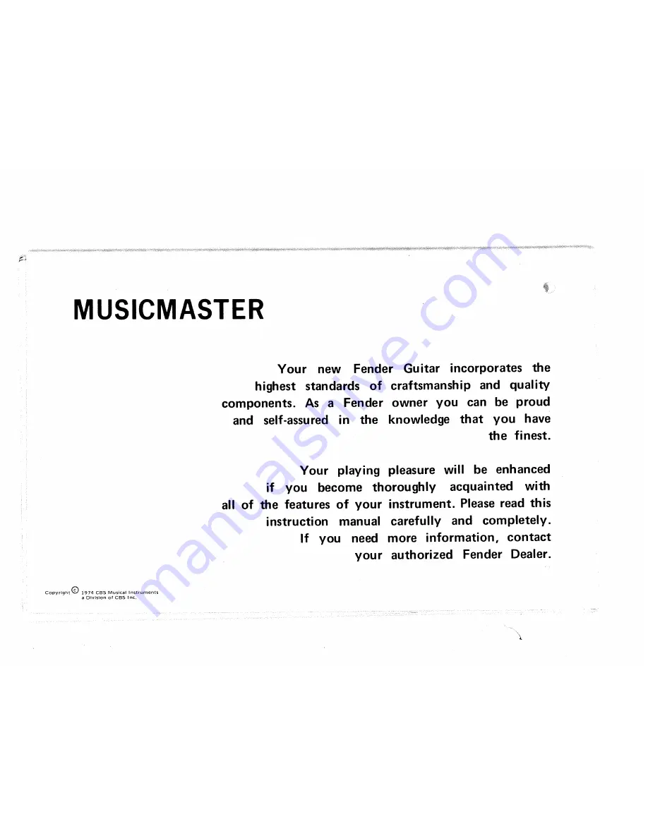 Fender MUSICMASTER - MANUEL 2 Скачать руководство пользователя страница 2