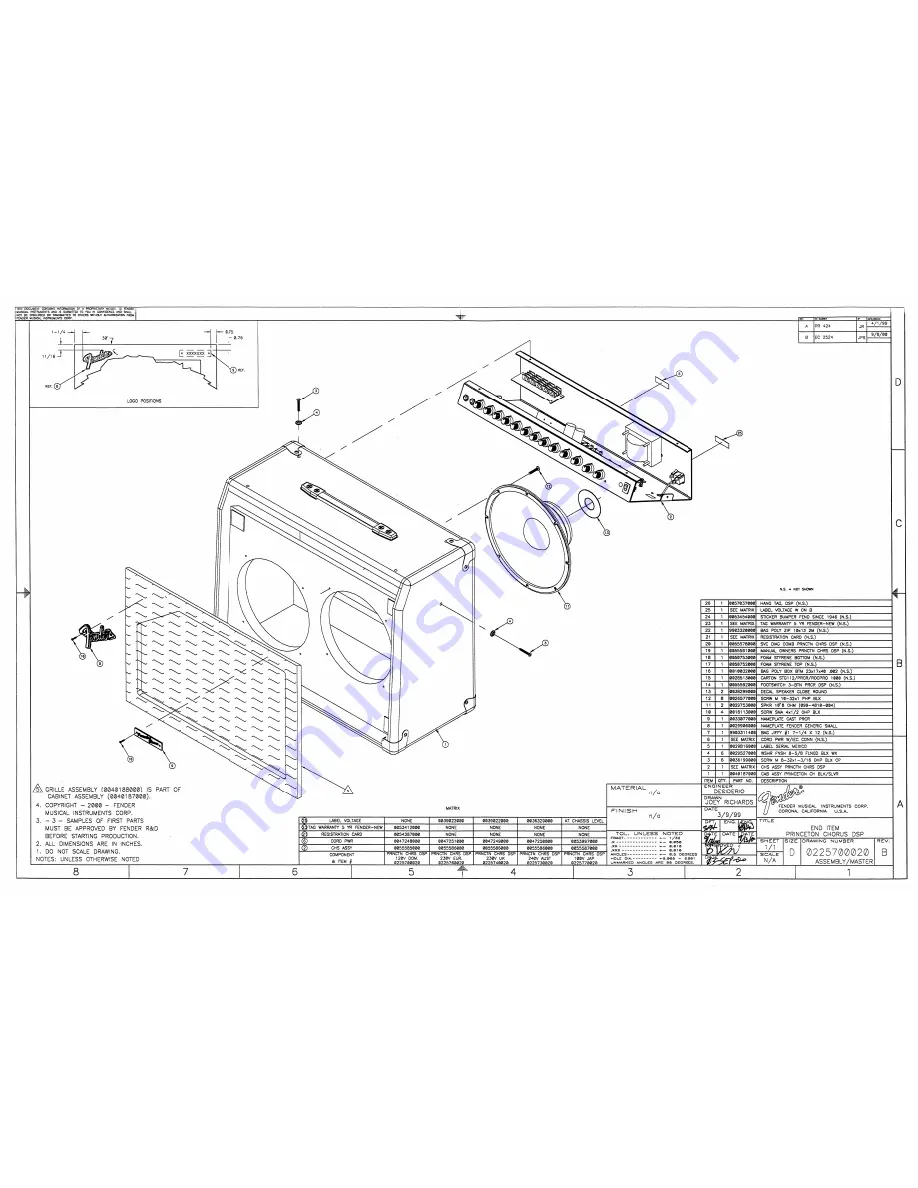 Fender Princeton Chorus DSP Service Manual Download Page 9