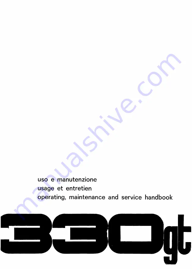 Ferrari 1964 330 GT Operating, Maintenance And Service Handbook Manual Download Page 2