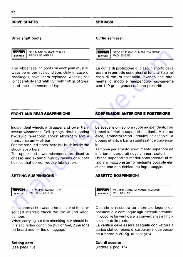 Ferrari 1985 testarossa Owner'S Manual Download Page 297