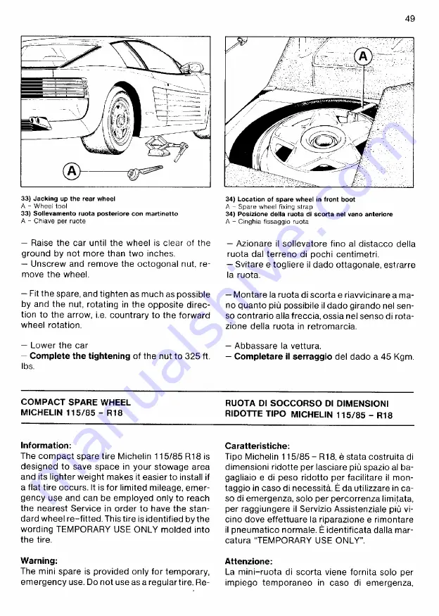 Ferrari 1985 testarossa Owner'S Manual Download Page 463