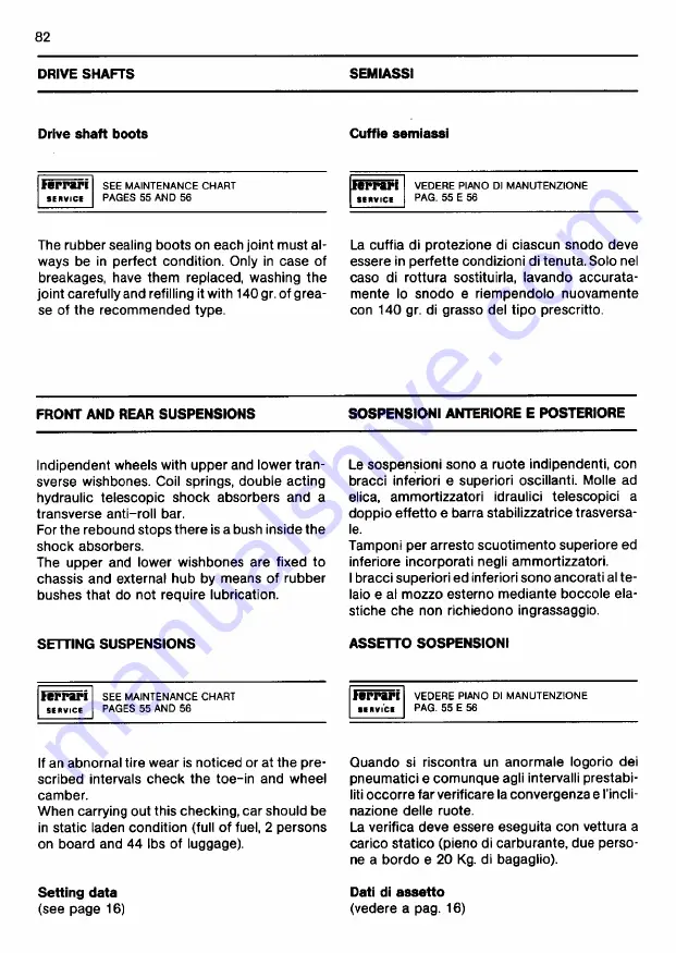 Ferrari 1985 testarossa Owner'S Manual Download Page 596