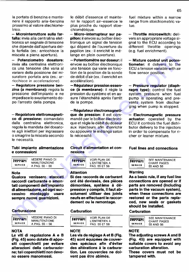 Ferrari 1985 testarossa Owner'S Manual Download Page 888