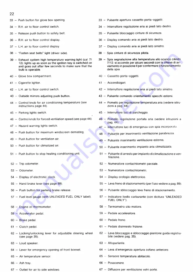 Ferrari 1987 Testarossa Owner'S Manual Download Page 23