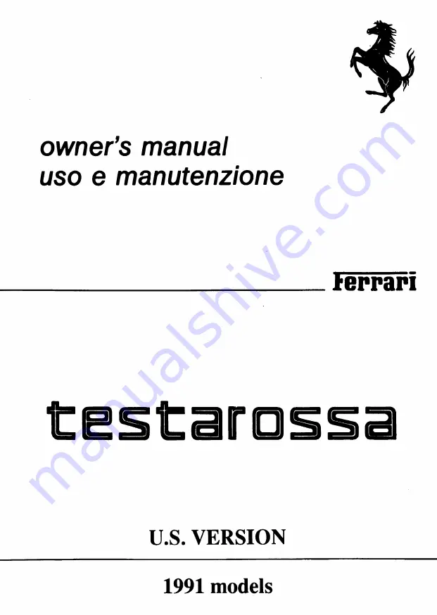 Ferrari 1991 Testarossa Owner'S Manual Download Page 2