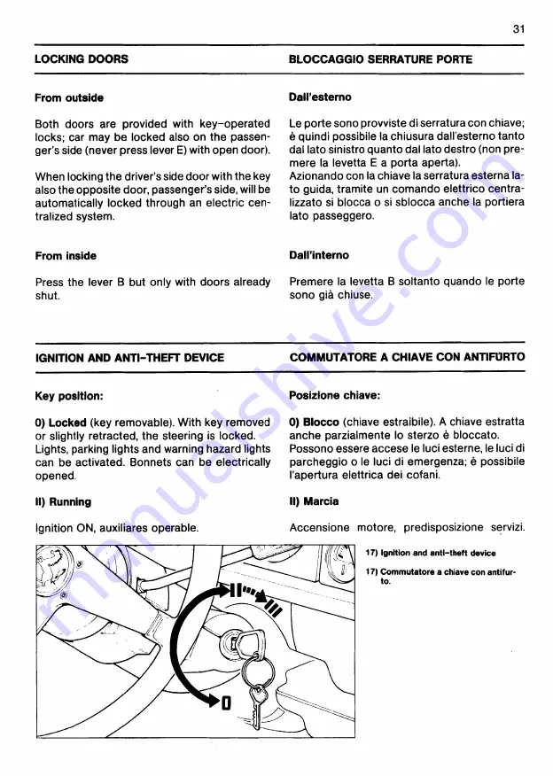 Ferrari 1991 Testarossa Owner'S Manual Download Page 31