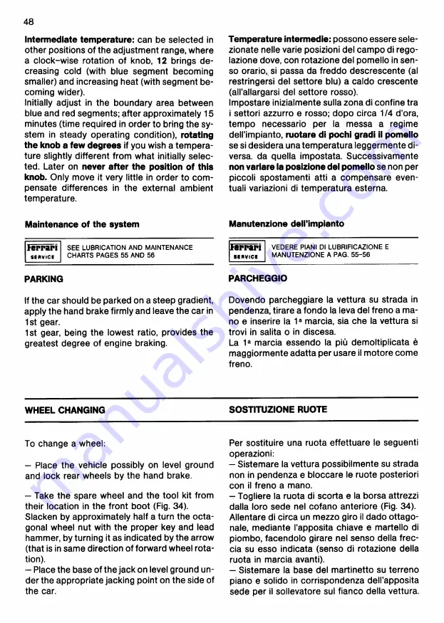 Ferrari 1991 Testarossa Owner'S Manual Download Page 47