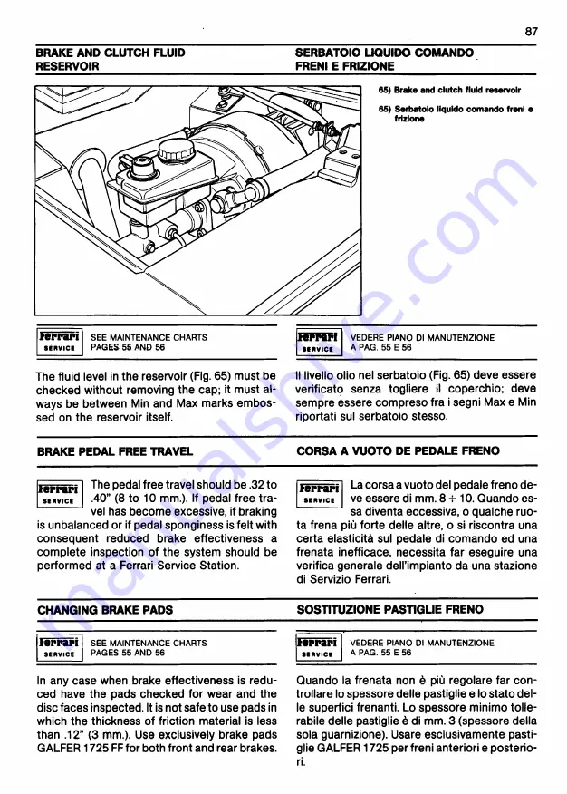 Ferrari 1991 Testarossa Owner'S Manual Download Page 86