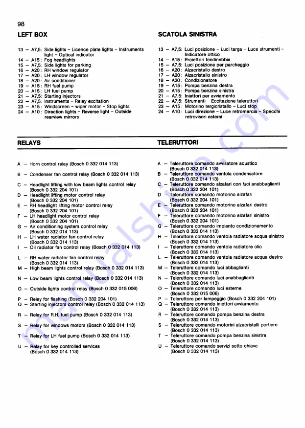 Ferrari 1991 Testarossa Owner'S Manual Download Page 97