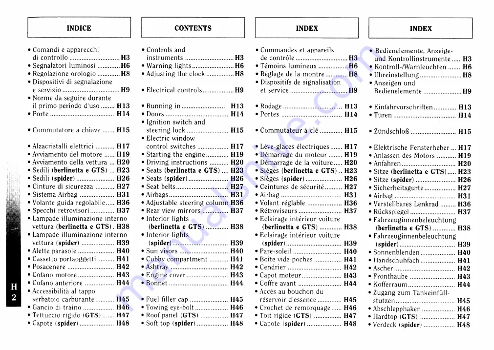 Ferrari 1997 F355 berlinetta Owner'S Manual Download Page 115