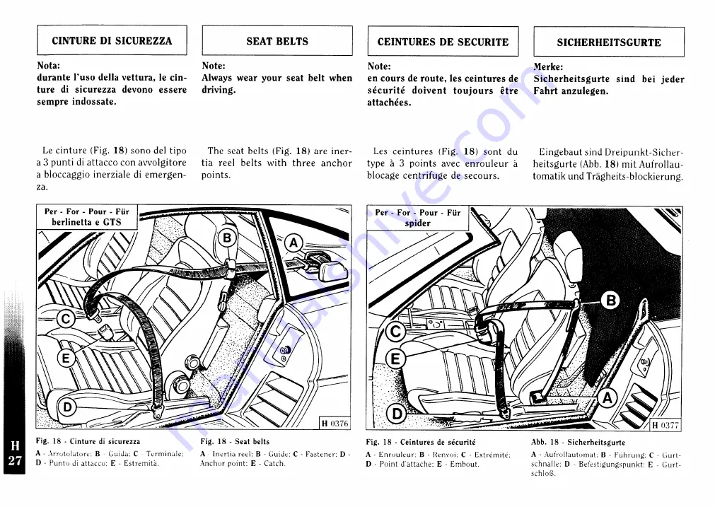 Ferrari 1997 F355 berlinetta Owner'S Manual Download Page 140