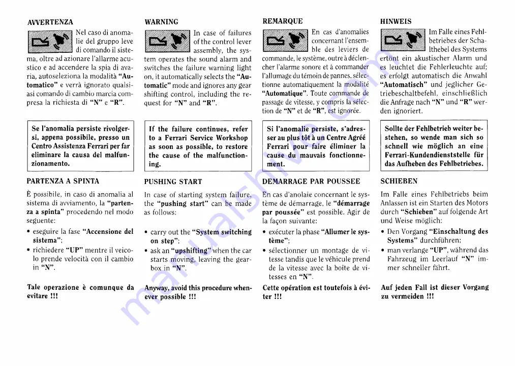 Ferrari 1999 355 F1 Owner'S Manual Download Page 142